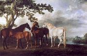George Stubbs Mares and Foals in a Landscape. painting